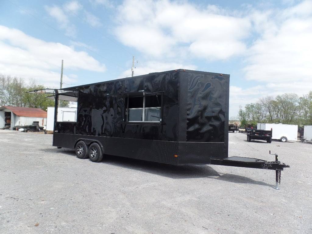 518-8.5-x-22-black-concession-bbq-food-event-catering-trailer-22.jpg 8.5' x 22' Black Concession BBQ Food Event Catering Trailer