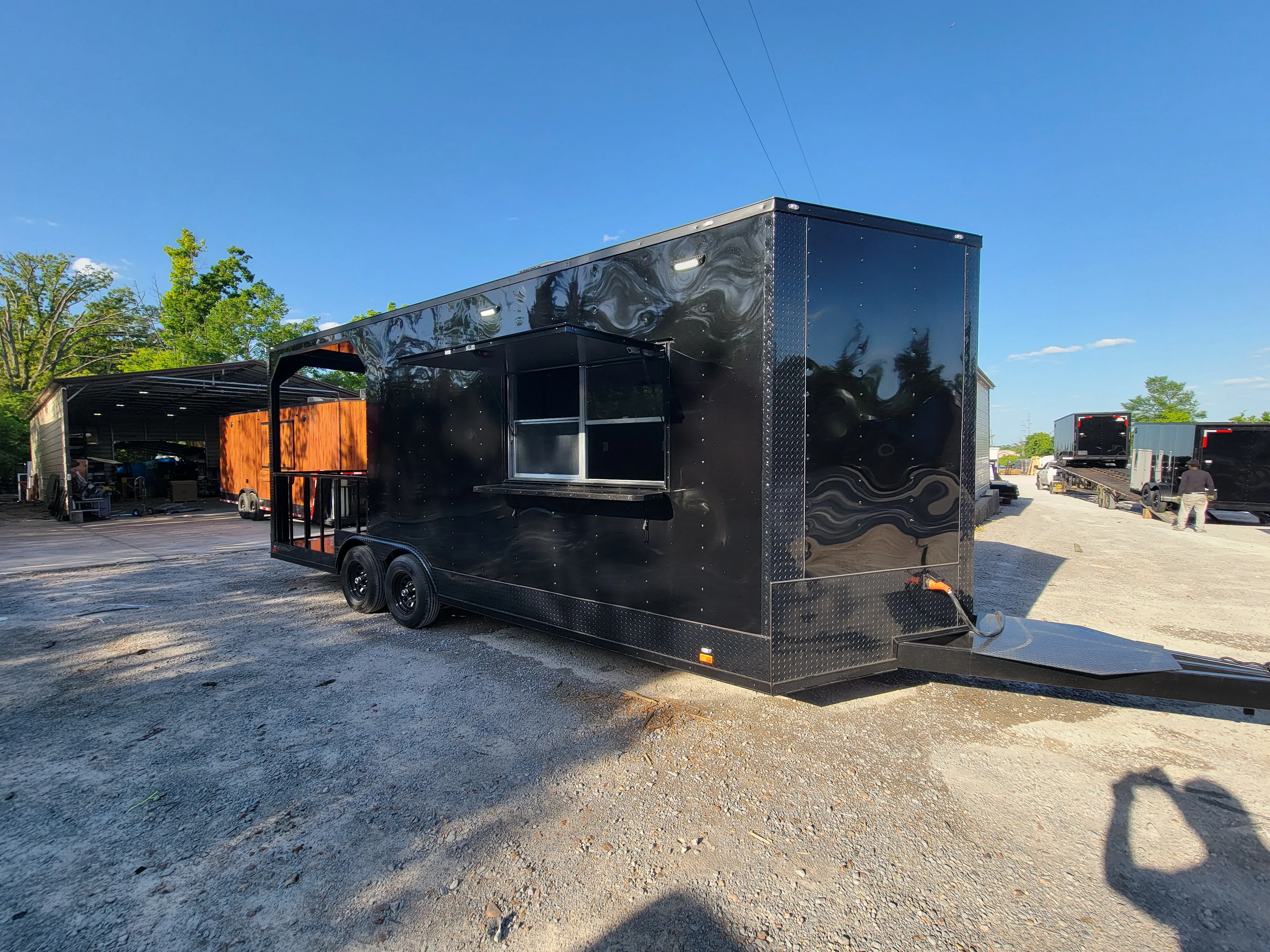 521-8.5-x-22-black-concession-trailer-with-blackout-bbq-event-catering-1.webp 8.5' x 22' Black Concession Trailer With Blackout BBQ Event Catering