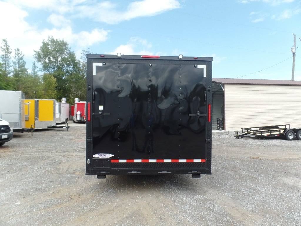 523-8.5-x-22-black-enclosed-bbq-porch-concession-food-trailer-13.jpg 8.5' x 22' Black Enclosed BBQ Porch Concession Food Trailer