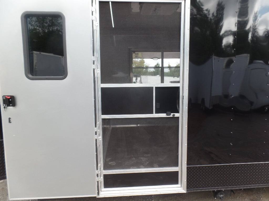 523-8.5-x-22-black-enclosed-bbq-porch-concession-food-trailer-17.jpg 8.5' x 22' Black Enclosed BBQ Porch Concession Food Trailer