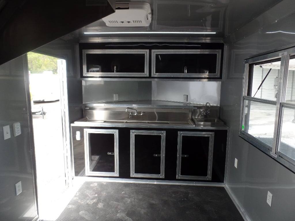 523-8.5-x-22-black-enclosed-bbq-porch-concession-food-trailer-24.jpg 8.5' x 22' Black Enclosed BBQ Porch Concession Food Trailer