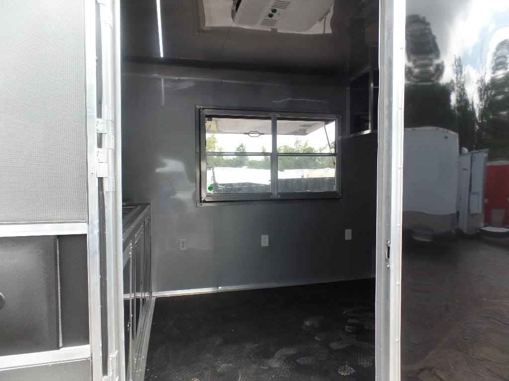 523-8.5-x-22-black-enclosed-bbq-porch-concession-food-trailer-26.jpg 8.5' x 22' Black Enclosed BBQ Porch Concession Food Trailer