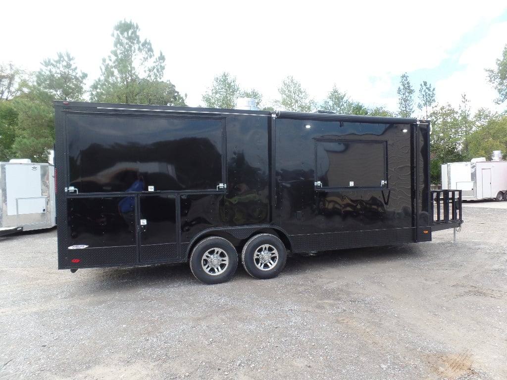 523-8.5-x-22-black-enclosed-bbq-porch-concession-food-trailer-7.jpg 8.5' x 22' Black Enclosed BBQ Porch Concession Food Trailer
