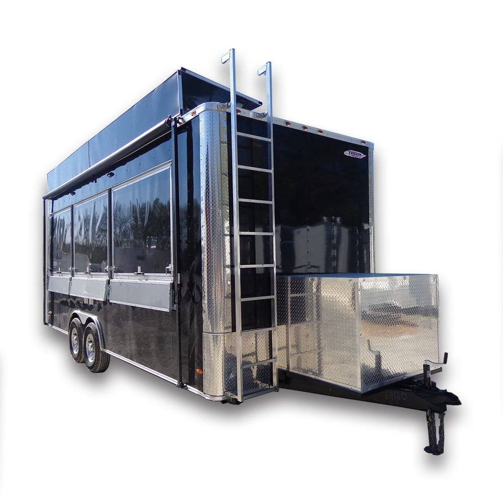 524-8.5-x-22-black-flat-nose-concession-food-trailer-1.jpg 8.5' x 22' Black Flat Nose Concession Food Trailer