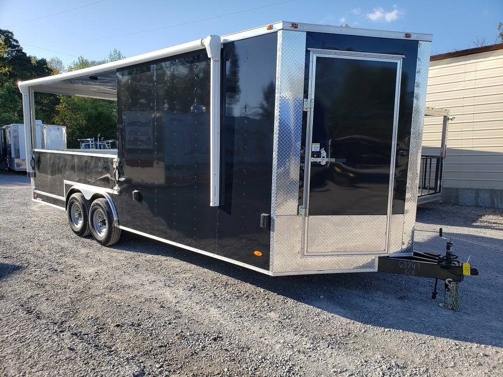 527-8.5-x-22-black-porch-style-bbq-concession-food-trailer-12.jpg 8.5' x 22' Black Porch Style BBQ Concession Food Trailer