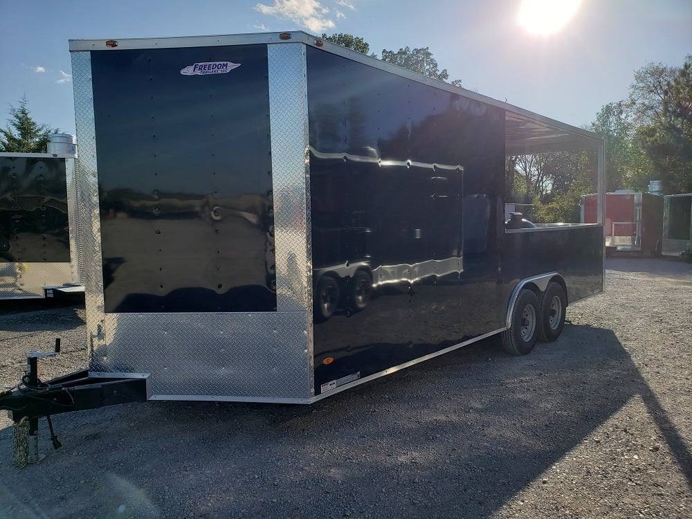 527-8.5-x-22-black-porch-style-bbq-concession-food-trailer-3.jpg 8.5' x 22' Black Porch Style BBQ Concession Food Trailer