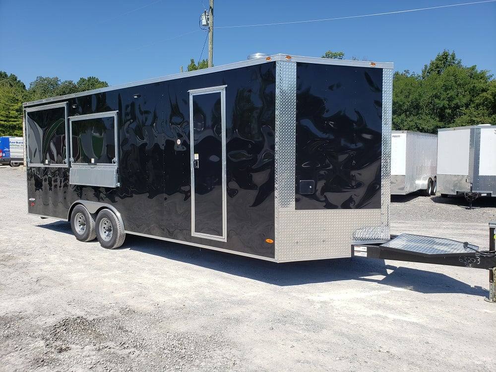 528-8.5-x-22-black-porch-style-concession-food-trailer-1.jpg 8.5' x 22' Black Porch Style Concession Food Trailer