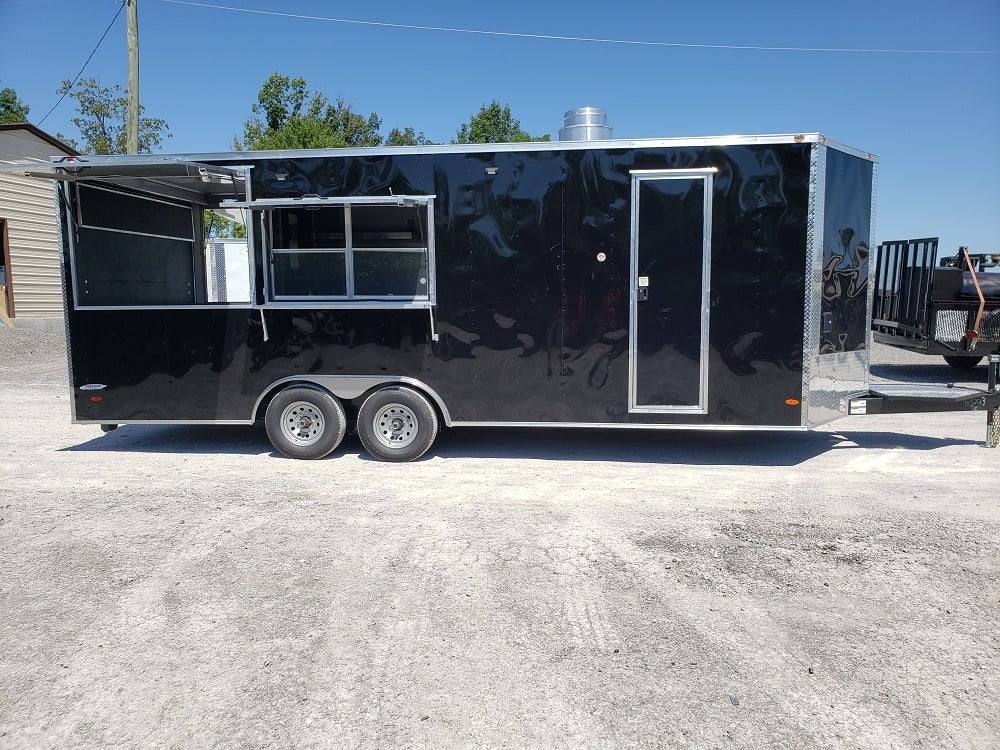 528-8.5-x-22-black-porch-style-concession-food-trailer-2.jpg 8.5' x 22' Black Porch Style Concession Food Trailer