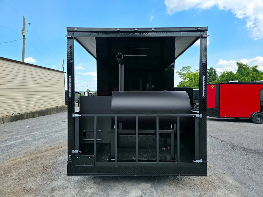 8.5' X 22' Black With Blackout BBQ Concession Trailer Food Event Catering