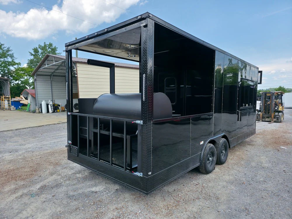 8.5' X 22' Black With Blackout BBQ Concession Trailer Food Event Catering