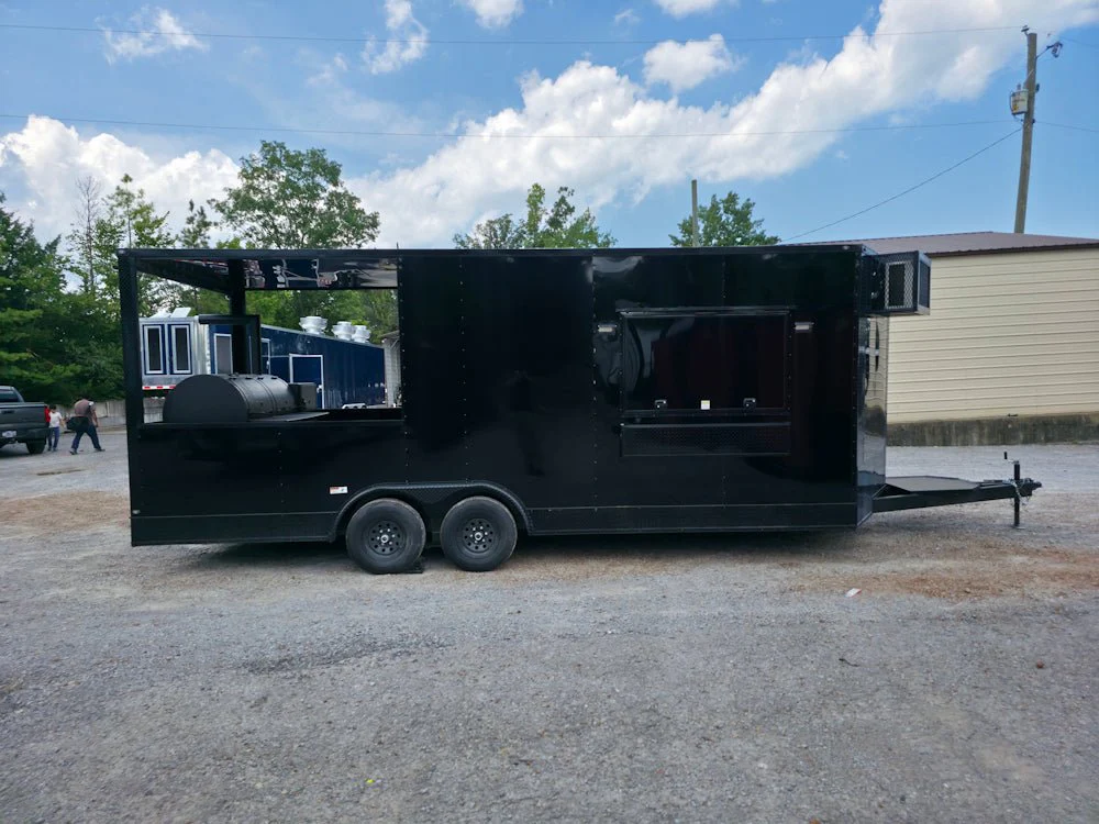 8.5' X 22' Black With Blackout BBQ Concession Trailer Food Event Catering