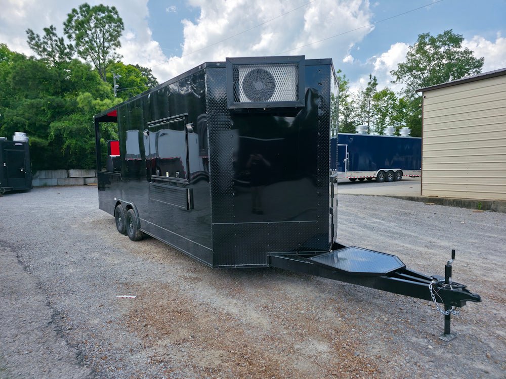 8.5' X 22' Black With Blackout BBQ Concession Trailer Food Event Catering