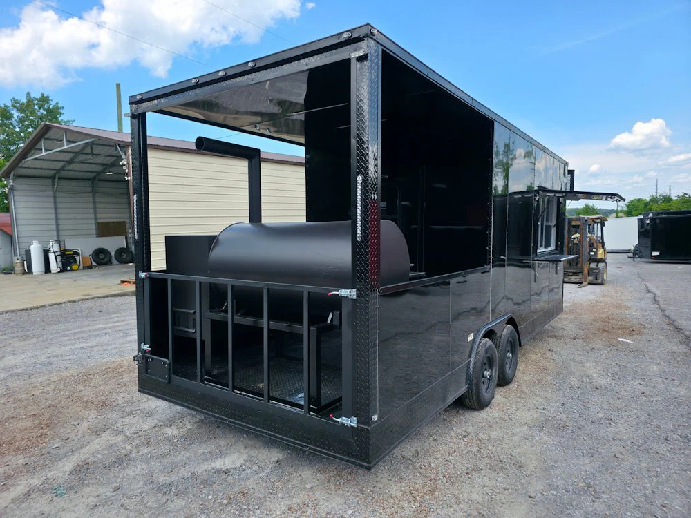 8.5' X 22' Black With Blackout BBQ Concession Trailer Food Event Catering