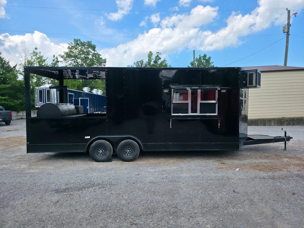 8.5' X 22' Black With Blackout BBQ Concession Trailer Food Event Catering