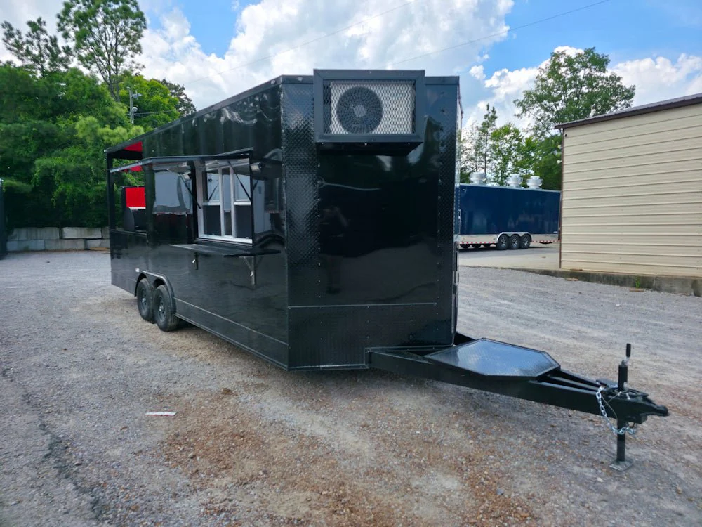8.5' X 22' Black With Blackout BBQ Concession Trailer Food Event Catering