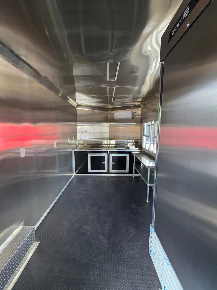 8.5' X 22' Black With Blackout BBQ Concession Trailer Food Event Catering
