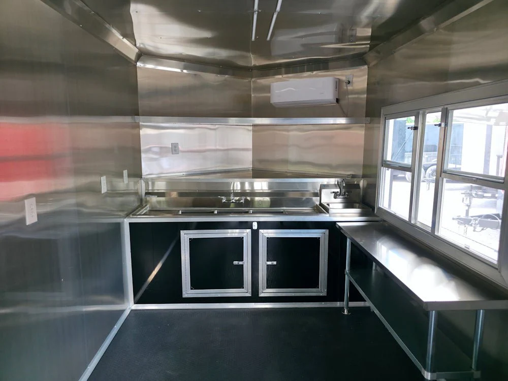 8.5' X 22' Black With Blackout BBQ Concession Trailer Food Event Catering