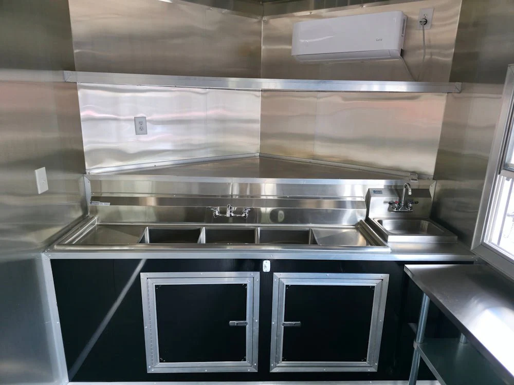 8.5' X 22' Black With Blackout BBQ Concession Trailer Food Event Catering