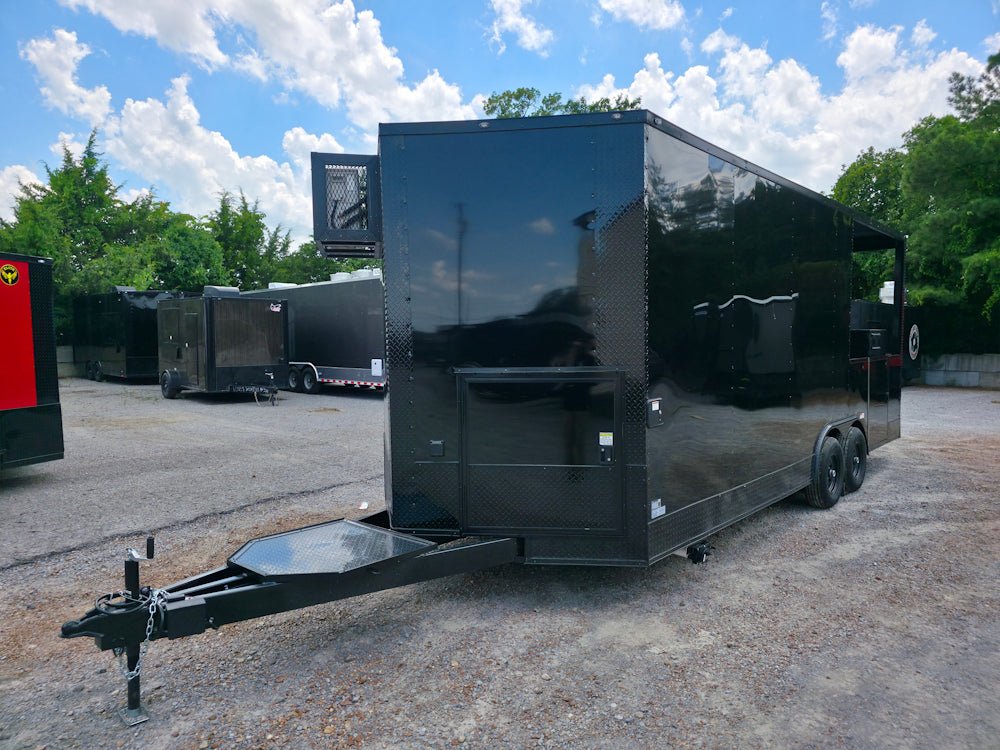 8.5' X 22' Black With Blackout BBQ Concession Trailer Food Event Catering