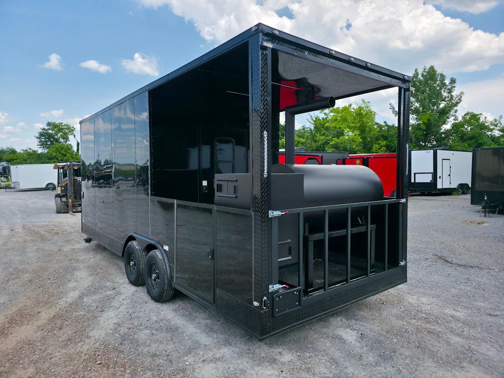 8.5' X 22' Black With Blackout BBQ Concession Trailer Food Event Catering