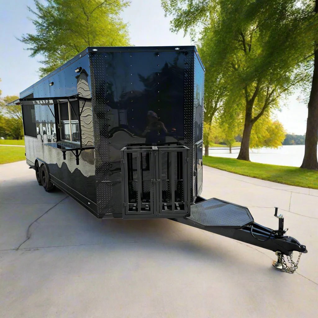 530-8.5-x-22-black-with-blackout-concession-trailer-bbq-event-catering-1.webp 8.5' X 22' Black With Blackout Concession Trailer BBQ Event Catering