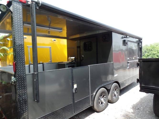 534-8.5-x-22-charcoal-grey-concession-bbq-food-trailer-event-catering-3.jpg 8.5' x 22' Charcoal Grey Concession BBQ Food Trailer Event Catering