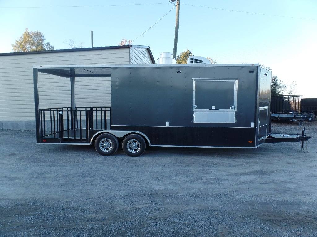 535-8.5-x-22-charcoal-grey-porch-style-concession-food-trailer-with-appliances-6.jpg 8.5' x 22' Charcoal Grey Porch Style Concession Food Trailer With Appliances