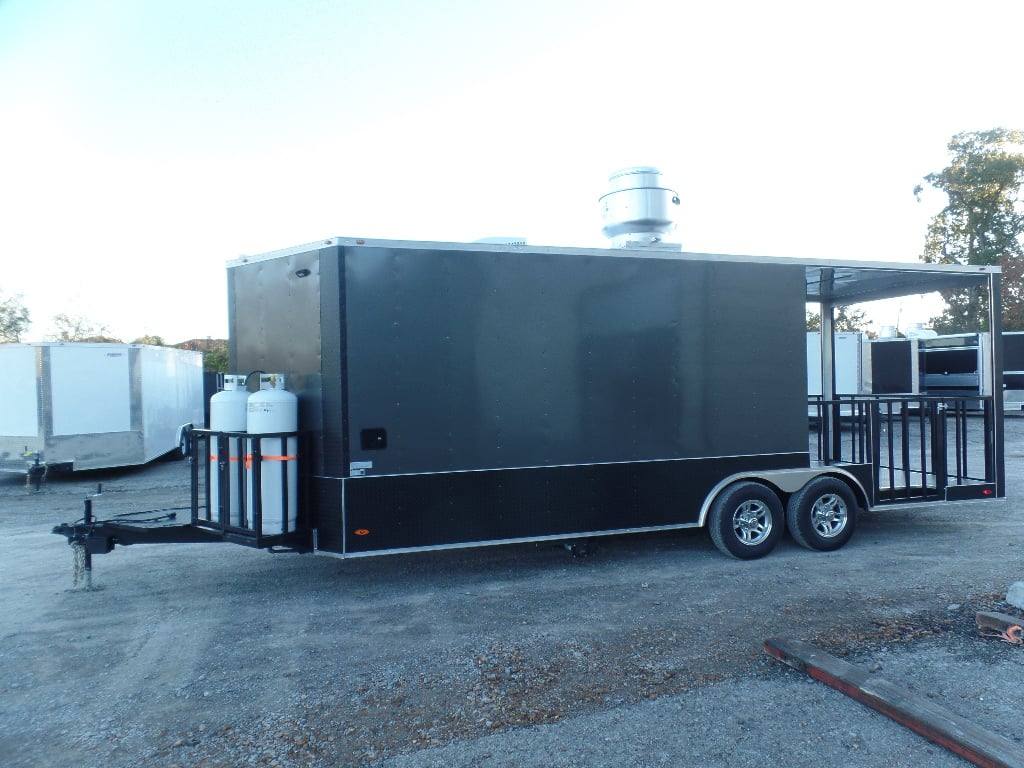 535-8.5-x-22-charcoal-grey-porch-style-concession-food-trailer-with-appliances-7.jpg 8.5' x 22' Charcoal Grey Porch Style Concession Food Trailer With Appliances