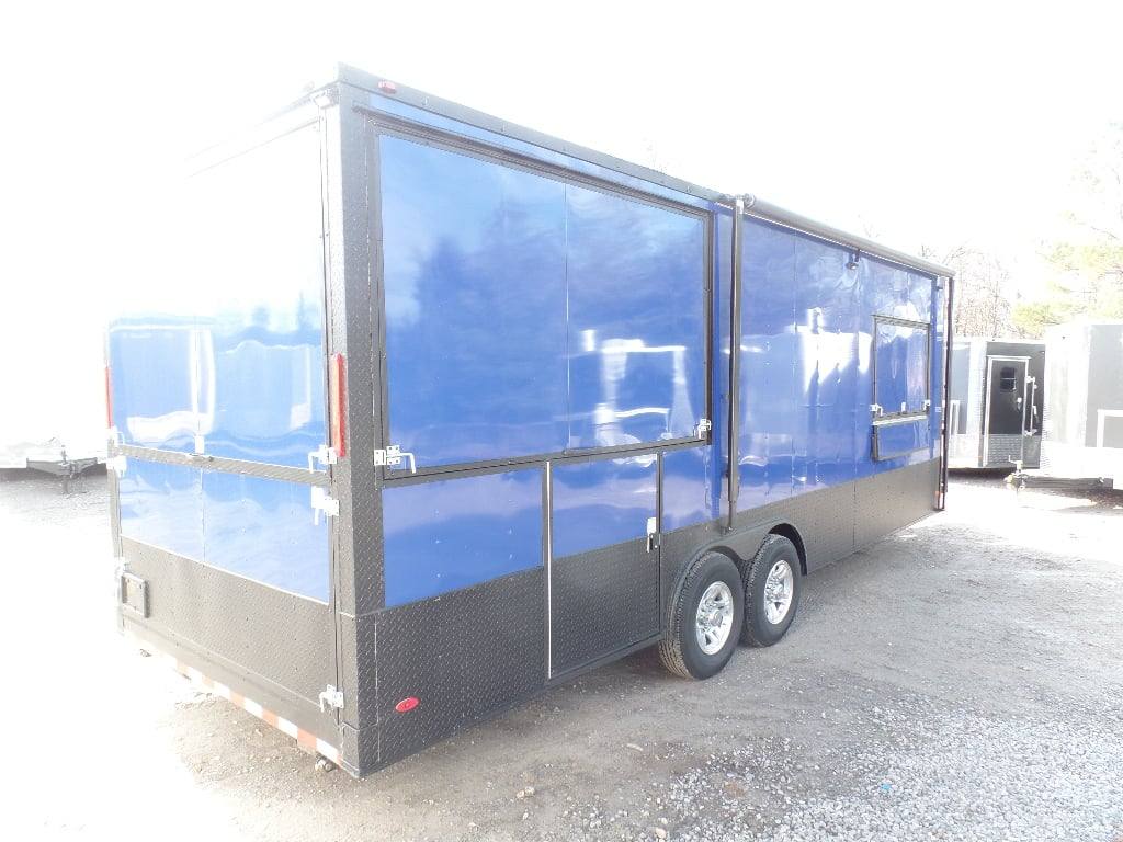 538-8.5-x-22-cobalt-blue-bbq-porch-concession-food-trailer-23.jpg 8.5' x 22' Cobalt Blue BBQ Porch Concession Food Trailer