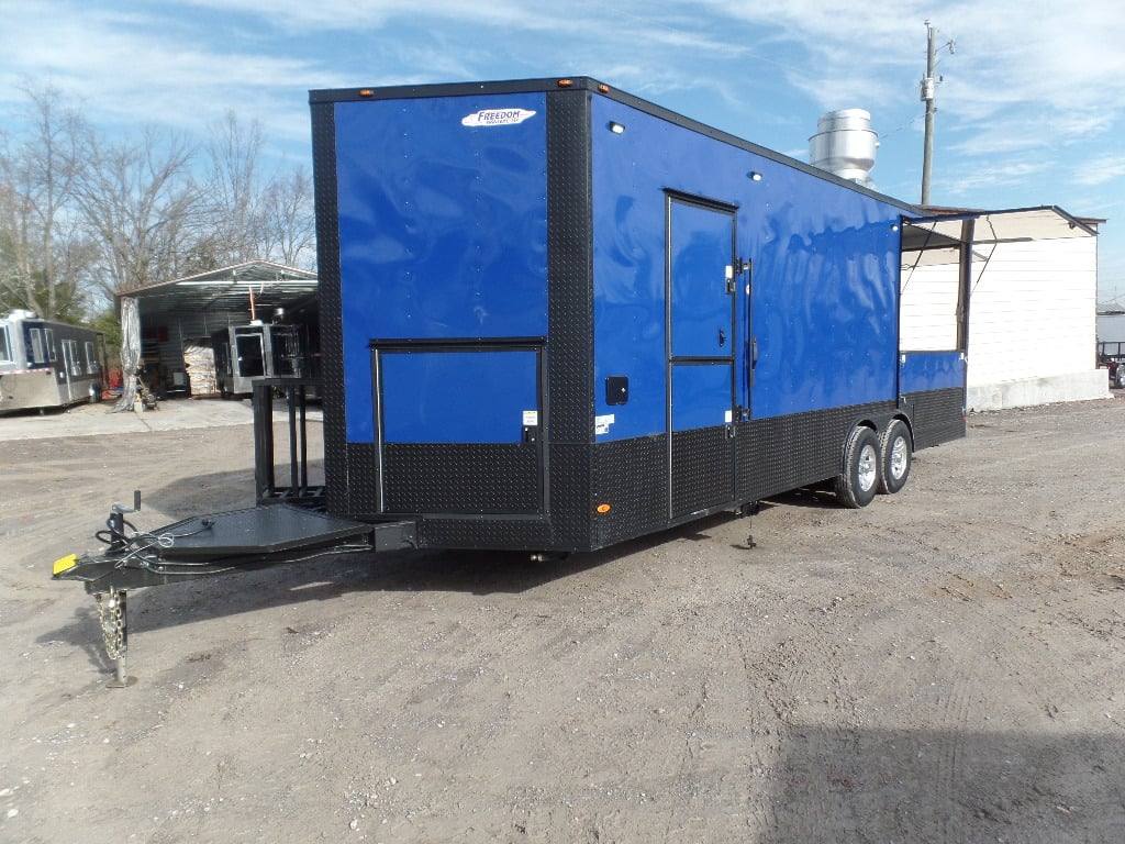 538-8.5-x-22-cobalt-blue-bbq-porch-concession-food-trailer-26.jpg 8.5' x 22' Cobalt Blue BBQ Porch Concession Food Trailer