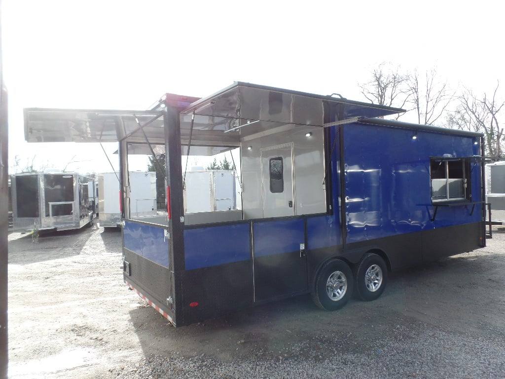 538-8.5-x-22-cobalt-blue-bbq-porch-concession-food-trailer-31.jpg 8.5' x 22' Cobalt Blue BBQ Porch Concession Food Trailer