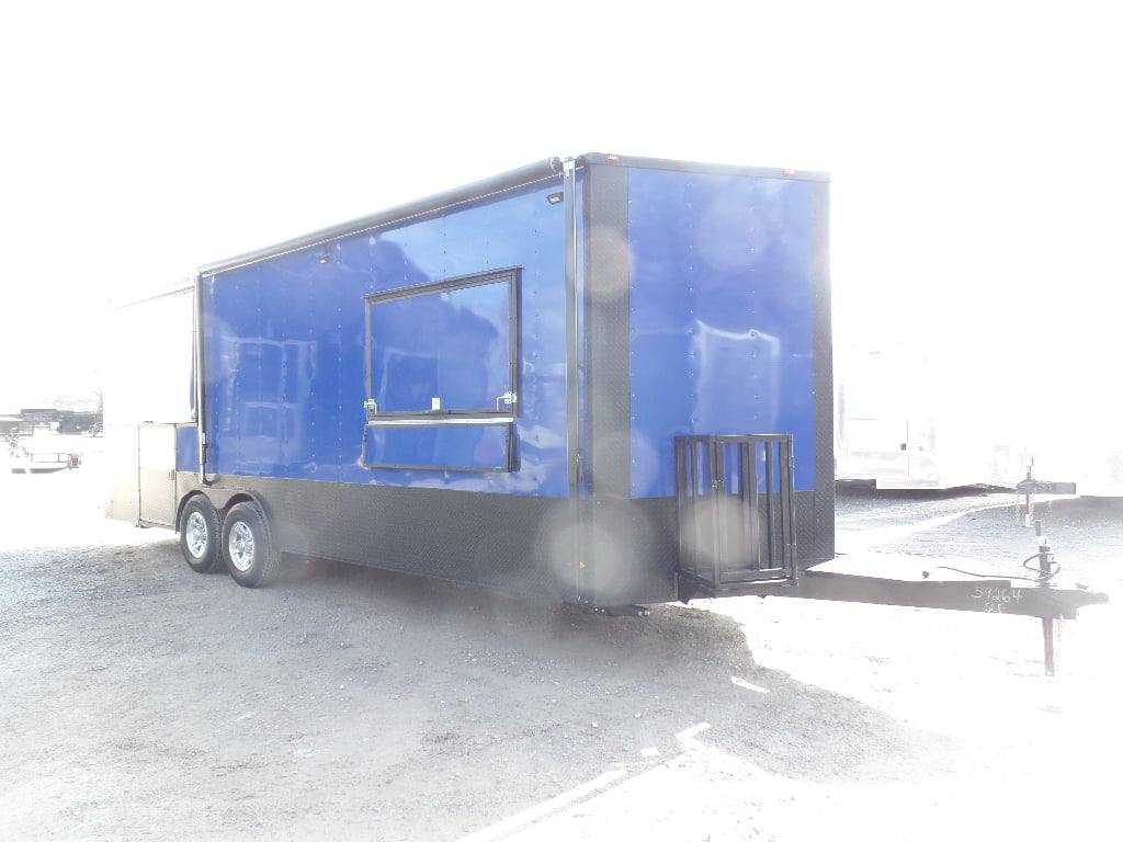 538-8.5-x-22-cobalt-blue-bbq-porch-concession-food-trailer-32.jpg 8.5' x 22' Cobalt Blue BBQ Porch Concession Food Trailer