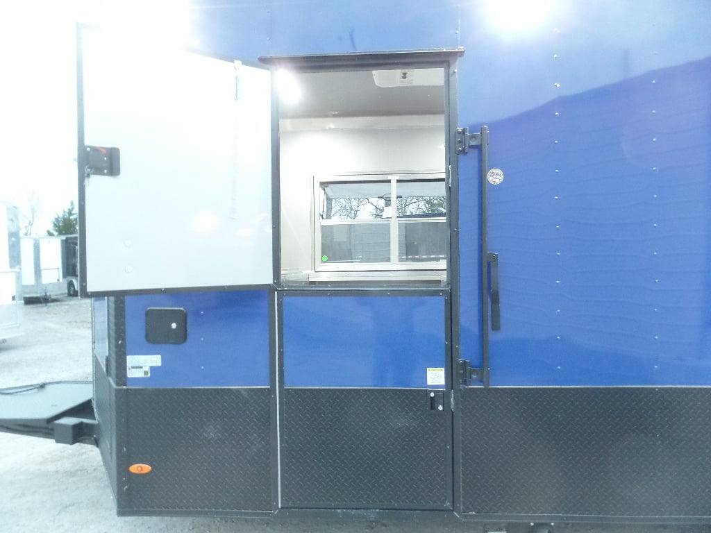 539-8.5-x-22-cobalt-blue-bbq-porch-concession-food-trailer-with-appliances-3.jpg 8.5' x 22' Cobalt Blue BBQ Porch Concession Food Trailer With Appliances