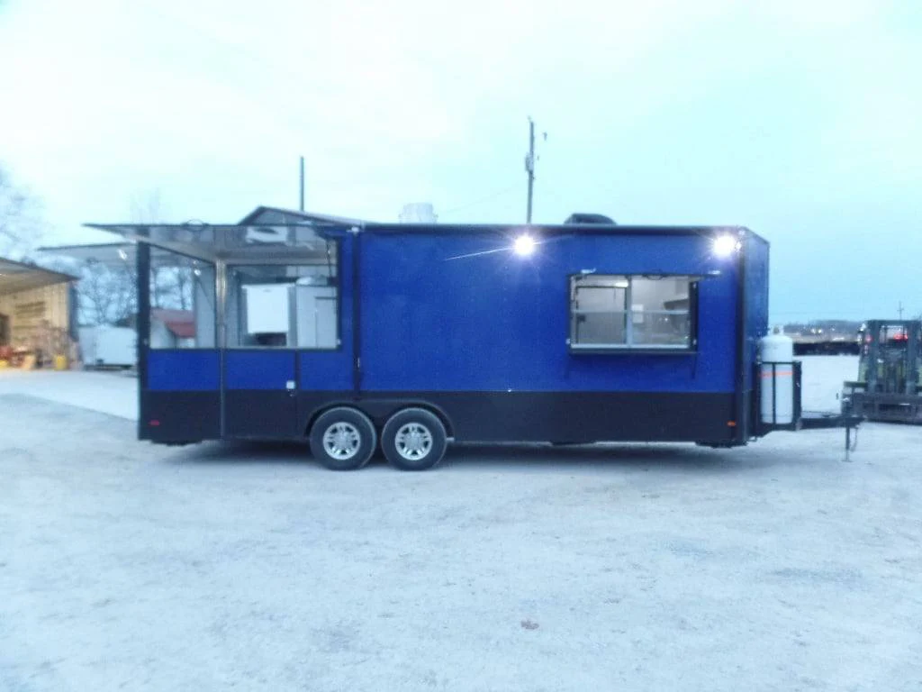 539-8.5-x-22-cobalt-blue-bbq-porch-concession-food-trailer-with-appliances-7.webp 8.5' x 22' Cobalt Blue BBQ Porch Concession Food Trailer With Appliances
