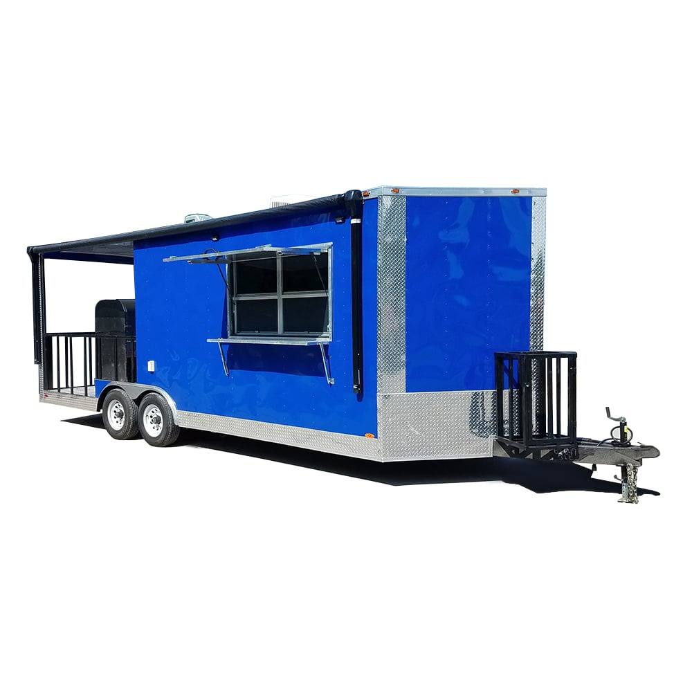 540-8.5-x-22-cobalt-blue-bbq-porch-concession-food-trailer-with-appliances-1.jpg 8.5' x 22' Cobalt Blue BBQ Porch Concession Food Trailer With Appliances