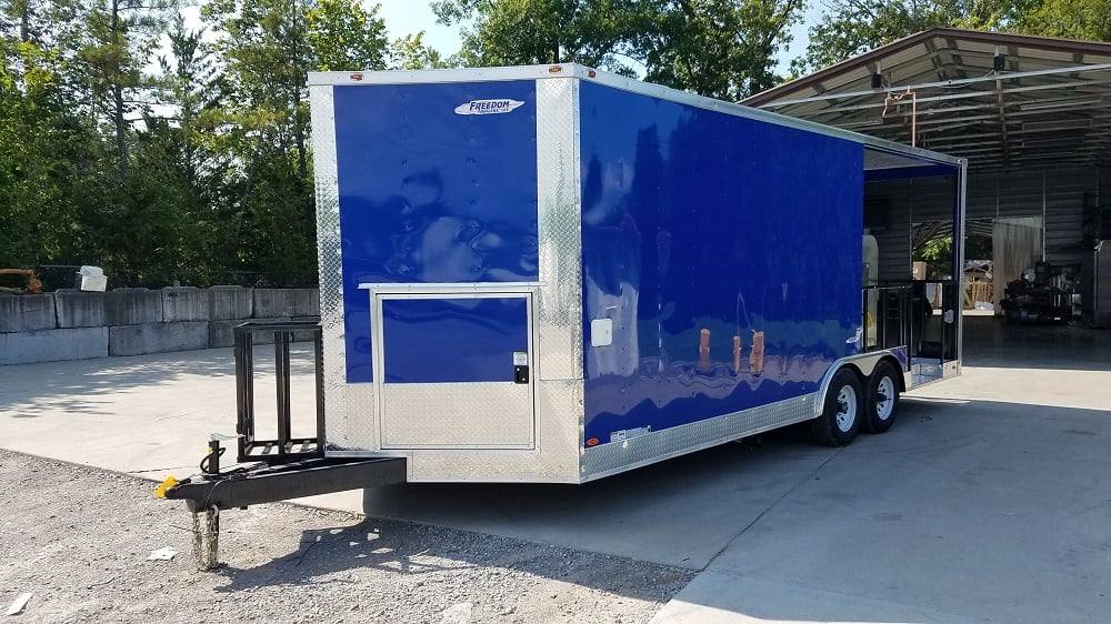 540-8.5-x-22-cobalt-blue-bbq-porch-concession-food-trailer-with-appliances-21.jpg 8.5' x 22' Cobalt Blue BBQ Porch Concession Food Trailer With Appliances