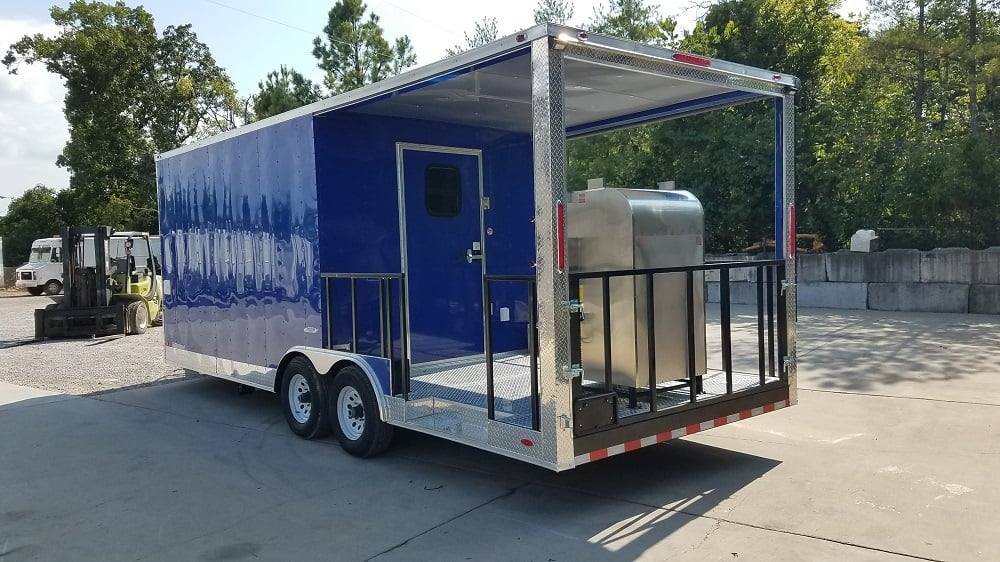 540-8.5-x-22-cobalt-blue-bbq-porch-concession-food-trailer-with-appliances-4.jpg 8.5' x 22' Cobalt Blue BBQ Porch Concession Food Trailer With Appliances