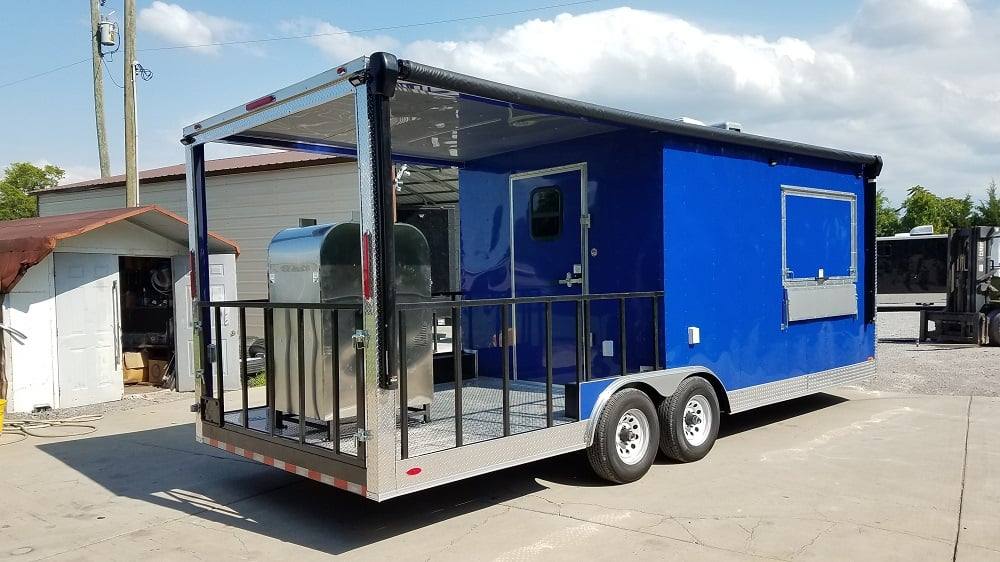 540-8.5-x-22-cobalt-blue-bbq-porch-concession-food-trailer-with-appliances-7.jpg 8.5' x 22' Cobalt Blue BBQ Porch Concession Food Trailer With Appliances
