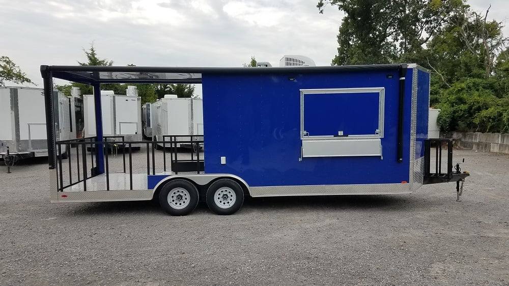 8.5' x 22' Cobalt Blue BBQ Porch Style Concession Food Trailer