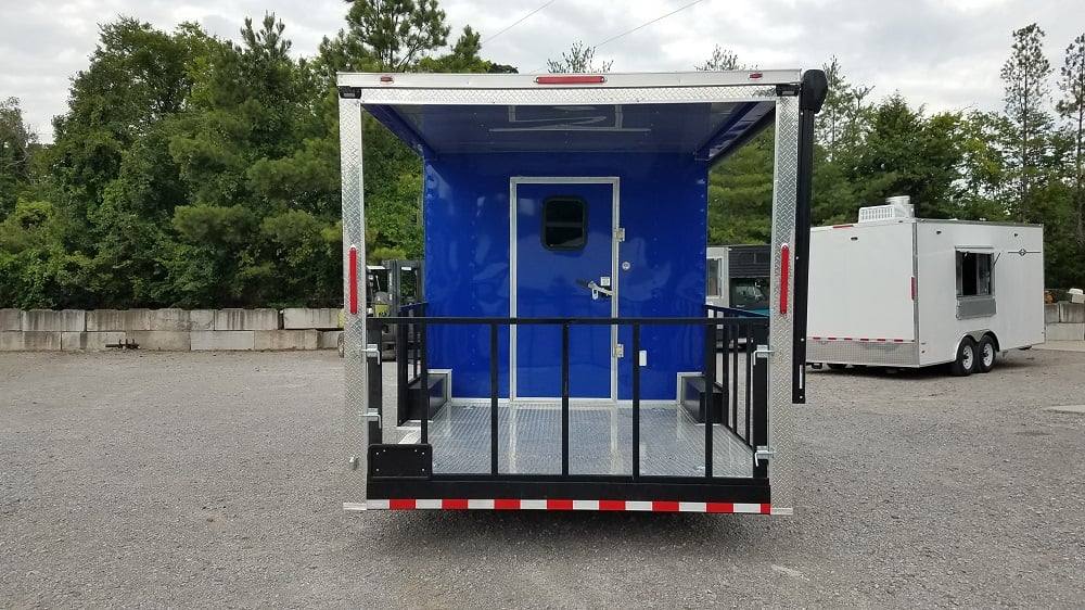8.5' x 22' Cobalt Blue BBQ Porch Style Concession Food Trailer