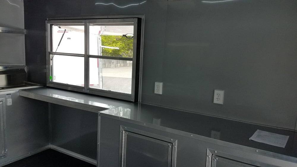 8.5' x 22' Cobalt Blue BBQ Porch Style Concession Food Trailer