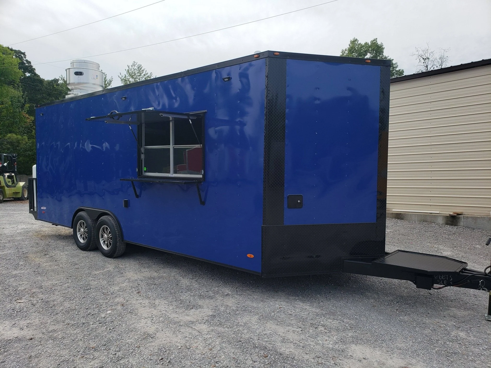 542-8.5-x-22-cobalt-blue-concession-food-trailer-with-restroom-and-appliances-1.webp 8.5' x 22' Cobalt Blue Concession Food Trailer with Restroom and Appliances