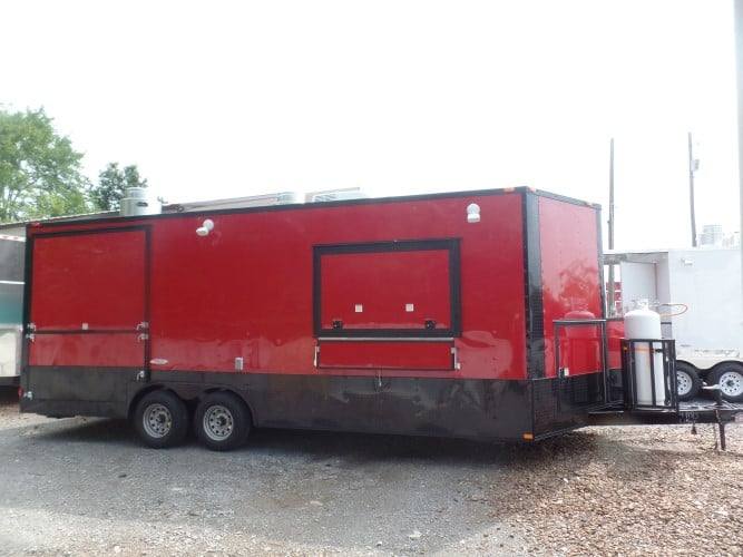 8.5' x 22' Concession BBQ Food Red Event Catering Trailer