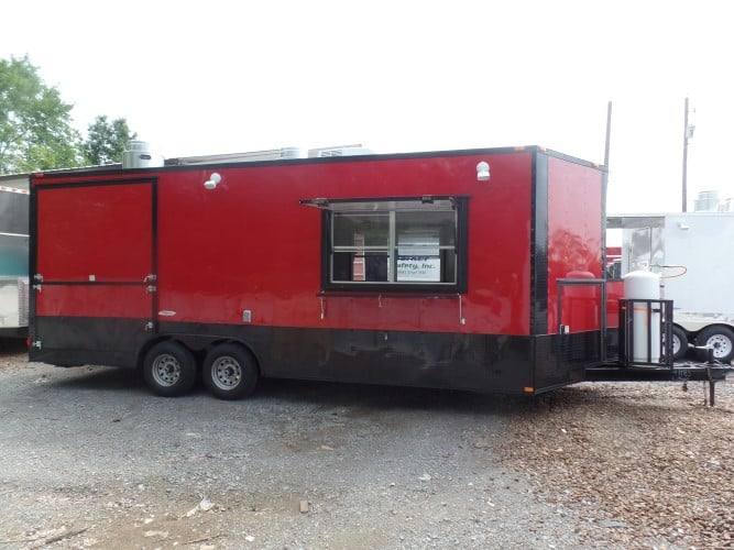 8.5' x 22' Concession BBQ Food Red Event Catering Trailer