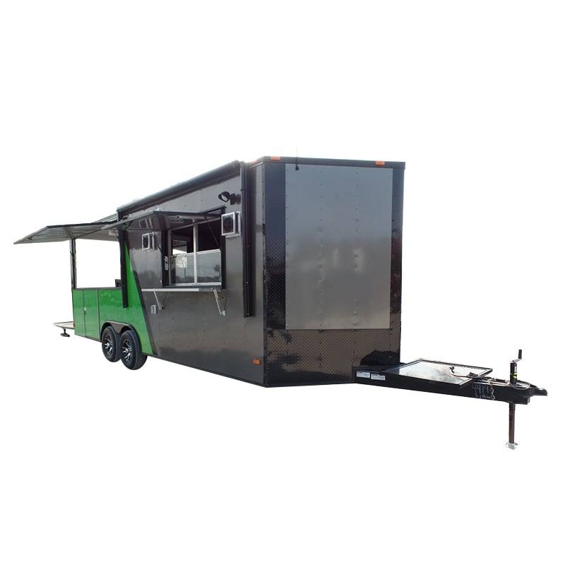 8.5' x 22' Concession BBQ Food Trailer Charcoal Grey/Green