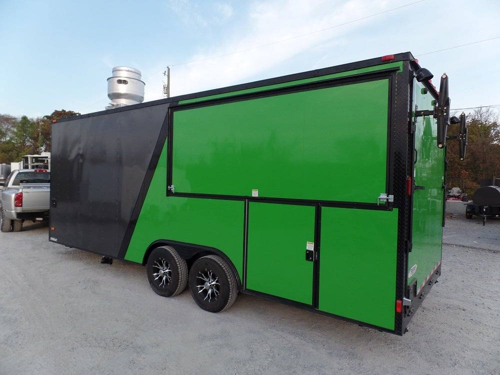 8.5' x 22' Concession BBQ Food Trailer Charcoal Grey/Green