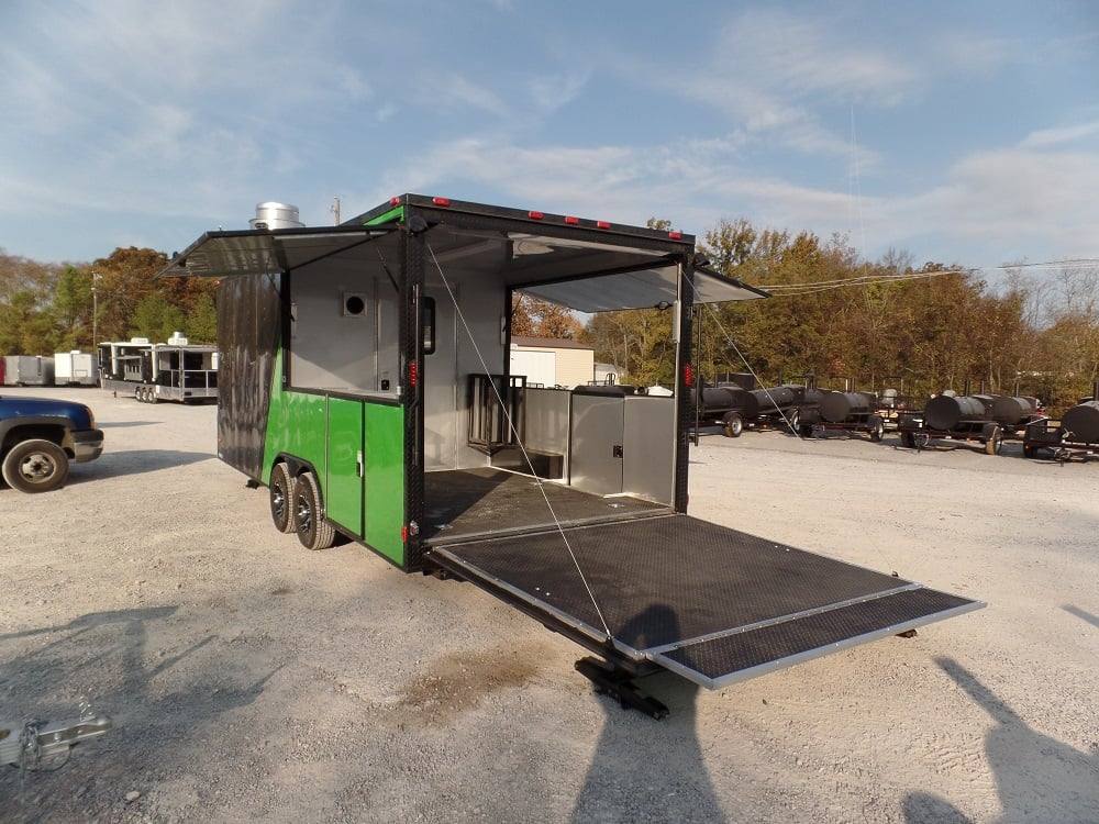 8.5' x 22' Concession BBQ Food Trailer Charcoal Grey/Green
