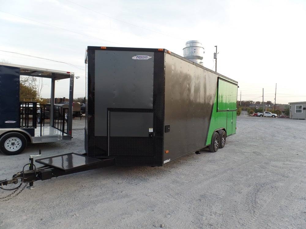 8.5' x 22' Concession BBQ Food Trailer Charcoal Grey/Green