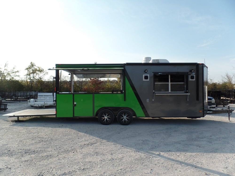 8.5' x 22' Concession BBQ Food Trailer Charcoal Grey/Green