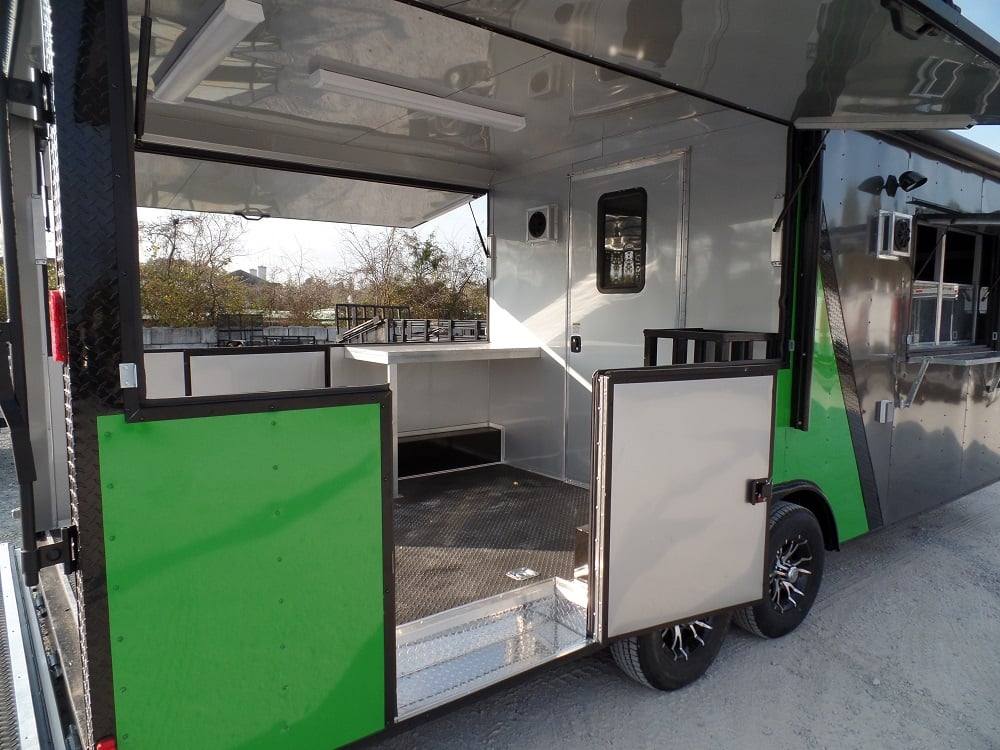 8.5' x 22' Concession BBQ Food Trailer Charcoal Grey/Green